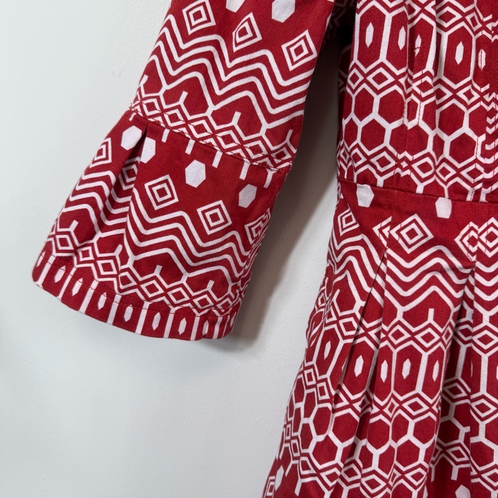 Eden Court Geo Print Peacoat Mod Retro Bell Sleeve Jacket Medium - Picture 2 of 8